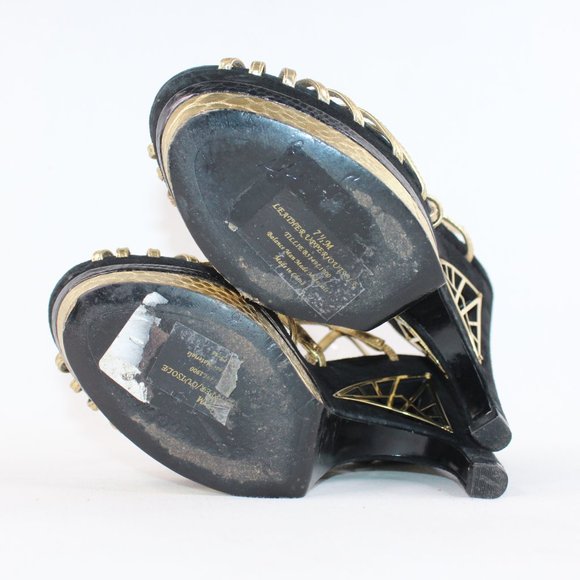 Sam Edelman TILLIE Blk Gld Stiletto Platform Heels #135 - Picture 10 of 12